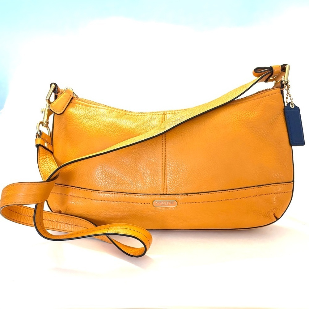 COACH Park Pebbled Leather Crossbody Bag F23976, brass, orange spice